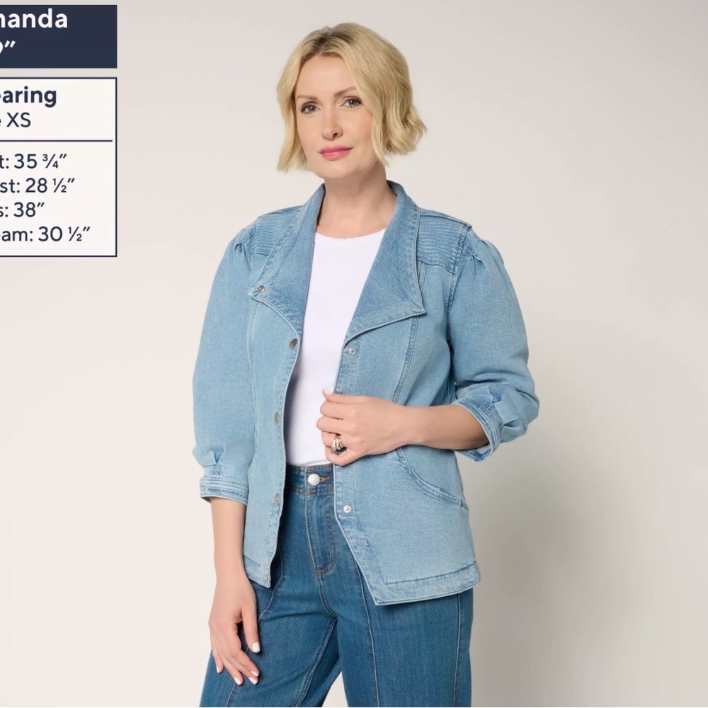 LOGO by Lori Goldstein Light Blue Jean Jacket
